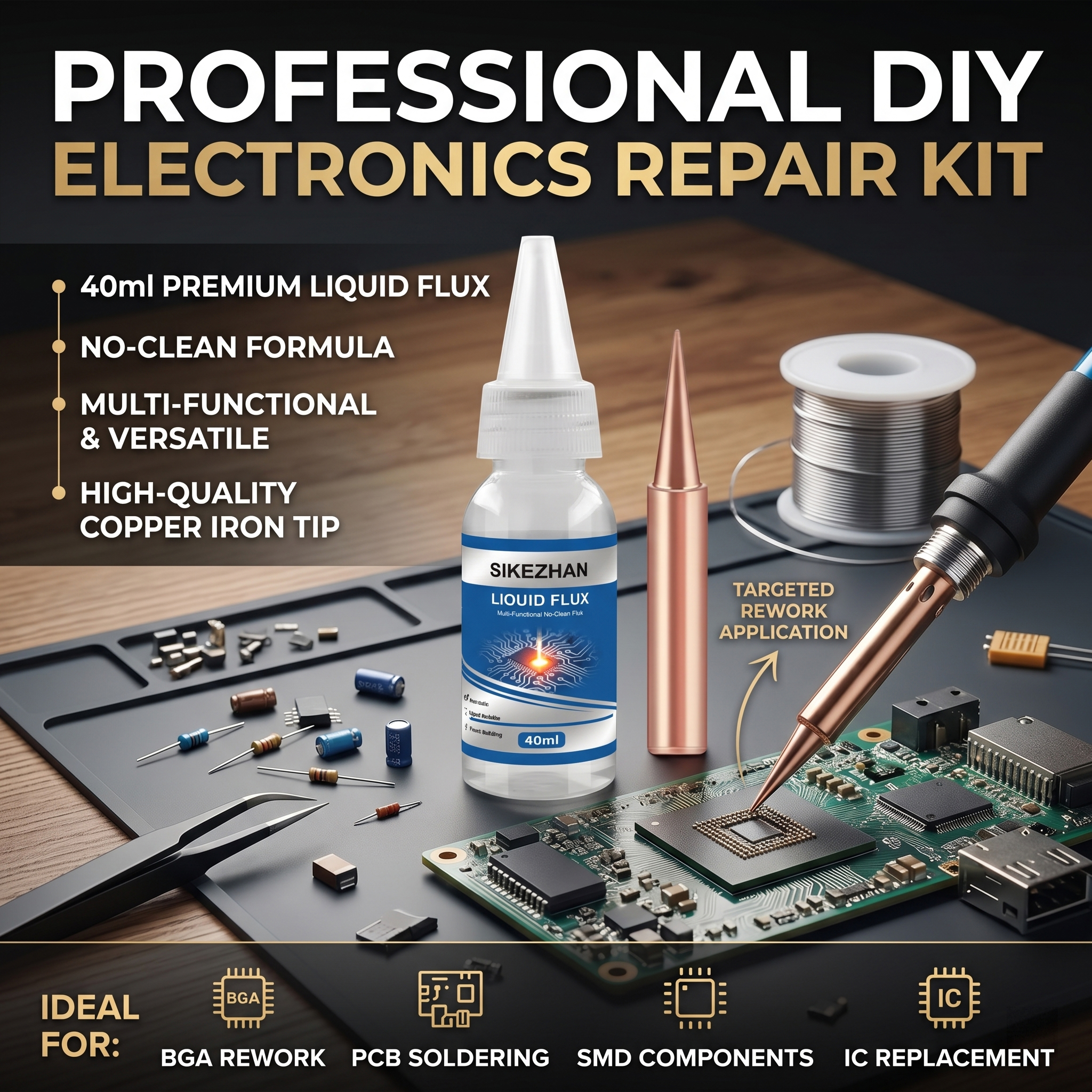 Diy Electronics Flux - 40ml Multi-Purpose Liquid Flux No-Clean Soldering