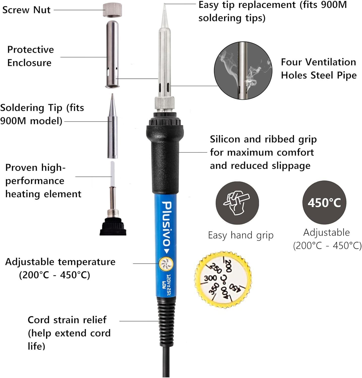 60W Soldering Iron Kit With Ad - Diy Electronics Flux 评论和价格