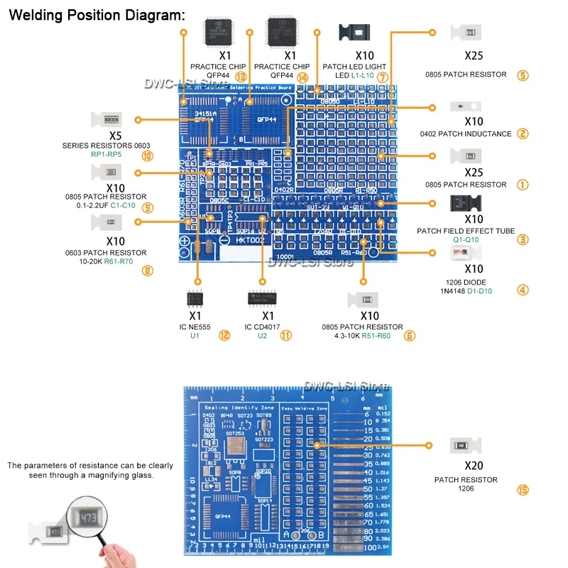 SMD/SMT Components Soldering P - Diy Electronics Project Kit 评论和价格