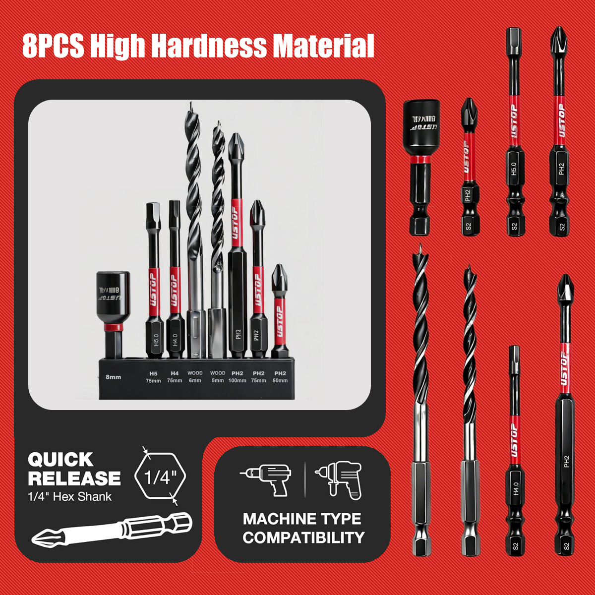 8-Piece Magnetic Impact Bit an - Diy Electronics Rack 评论和价格