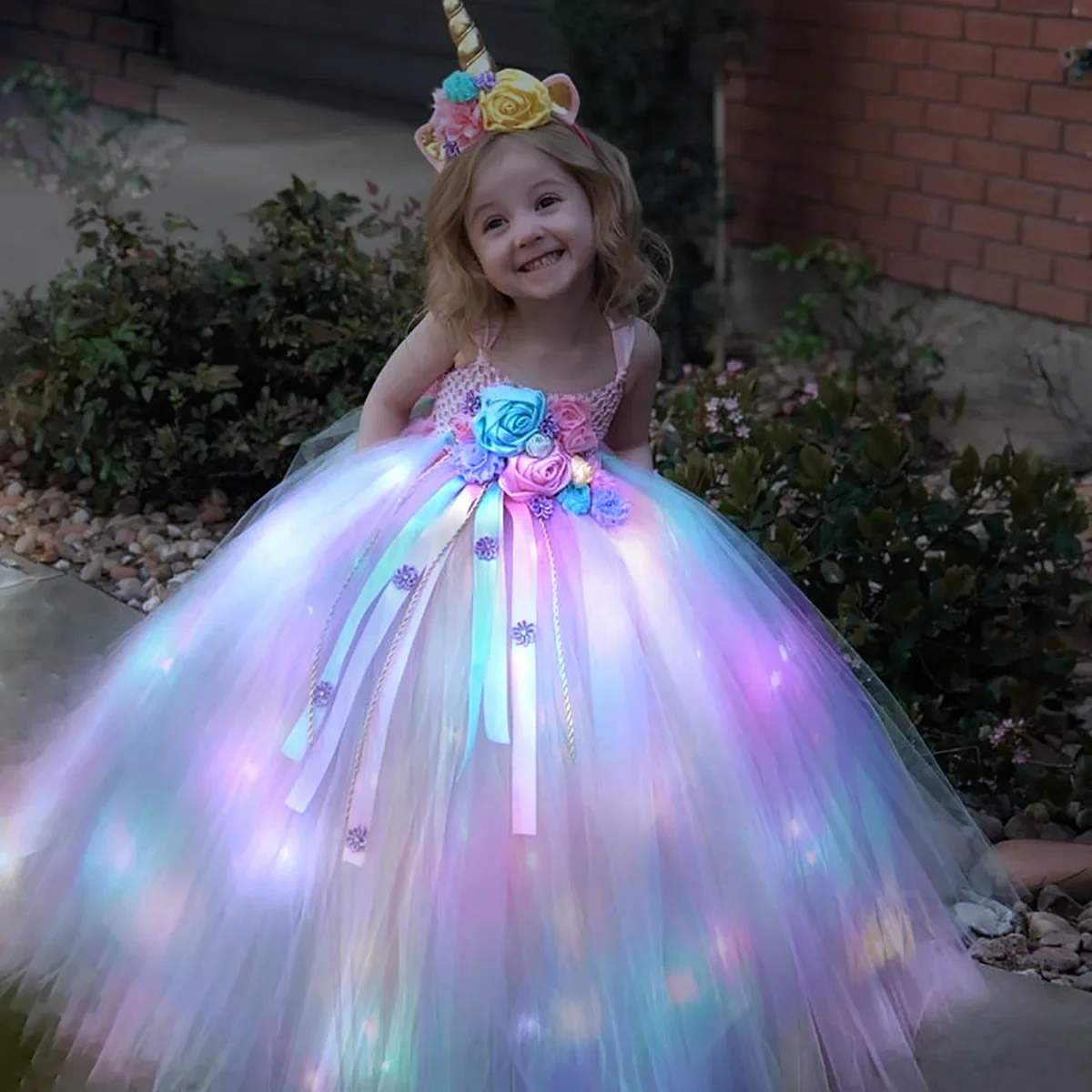Gilrs Long LED Unicorn Tutu Dr - Diy Halloween Electronics 评论和价格