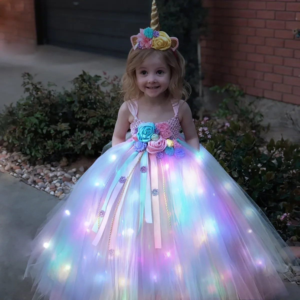 Gilrs Long LED Unicorn Tutu Dr - Diy Halloween Electronics 评论和价格