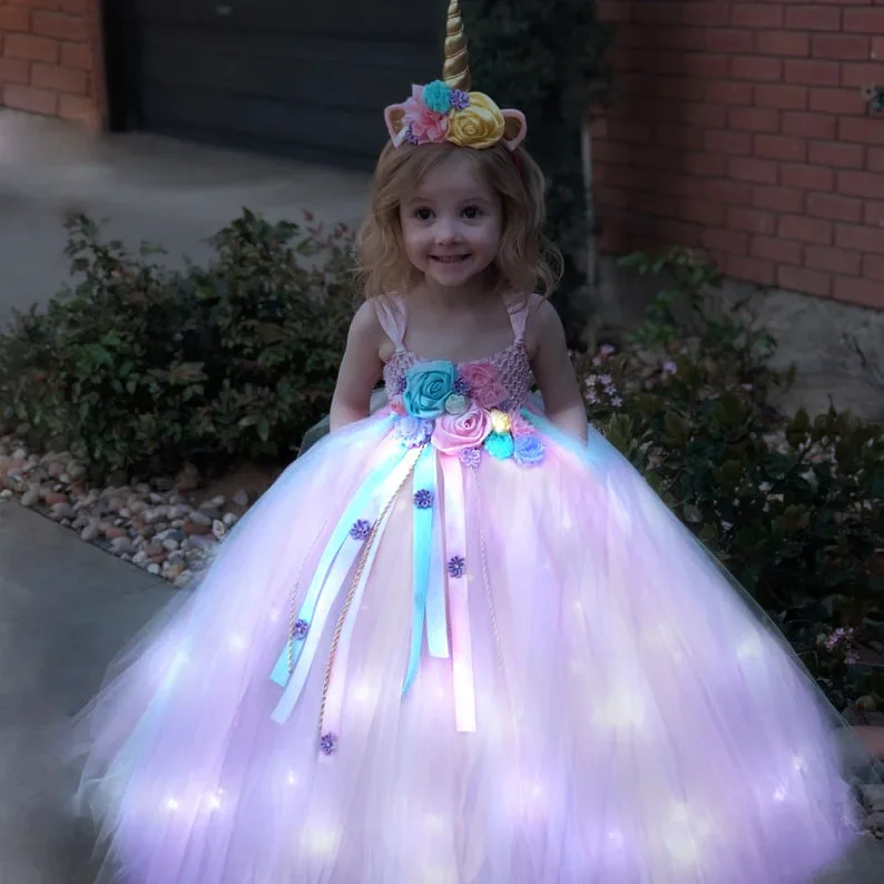 Gilrs Long LED Unicorn Tutu Dr - Diy Halloween Electronics 评论和价格