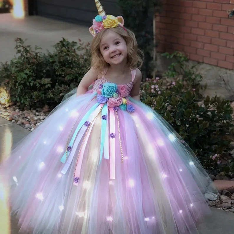 Gilrs Long LED Unicorn Tutu Dr - Diy Halloween Electronics 评论和价格