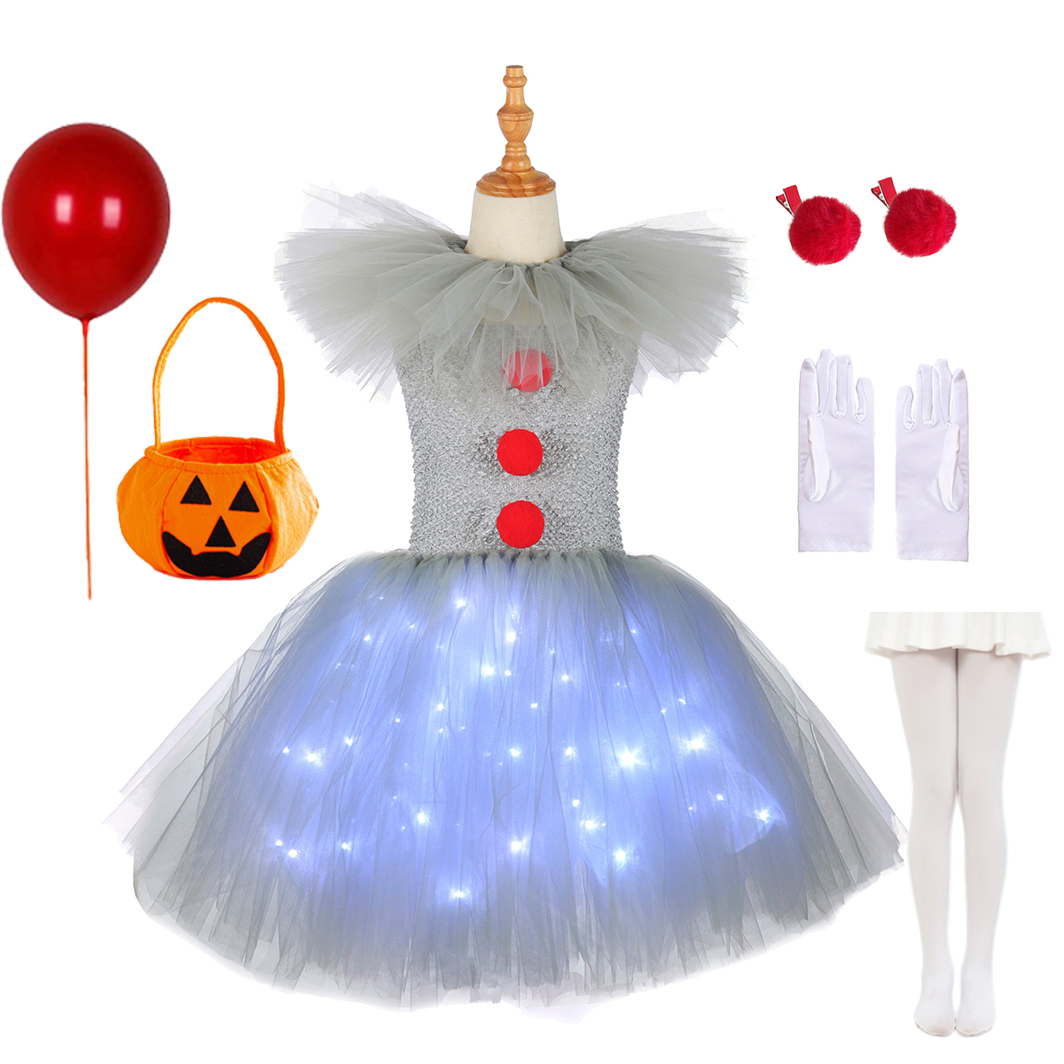 Gray Joker Girls Halloween LED - Diy Halloween Electronics 评论和价格