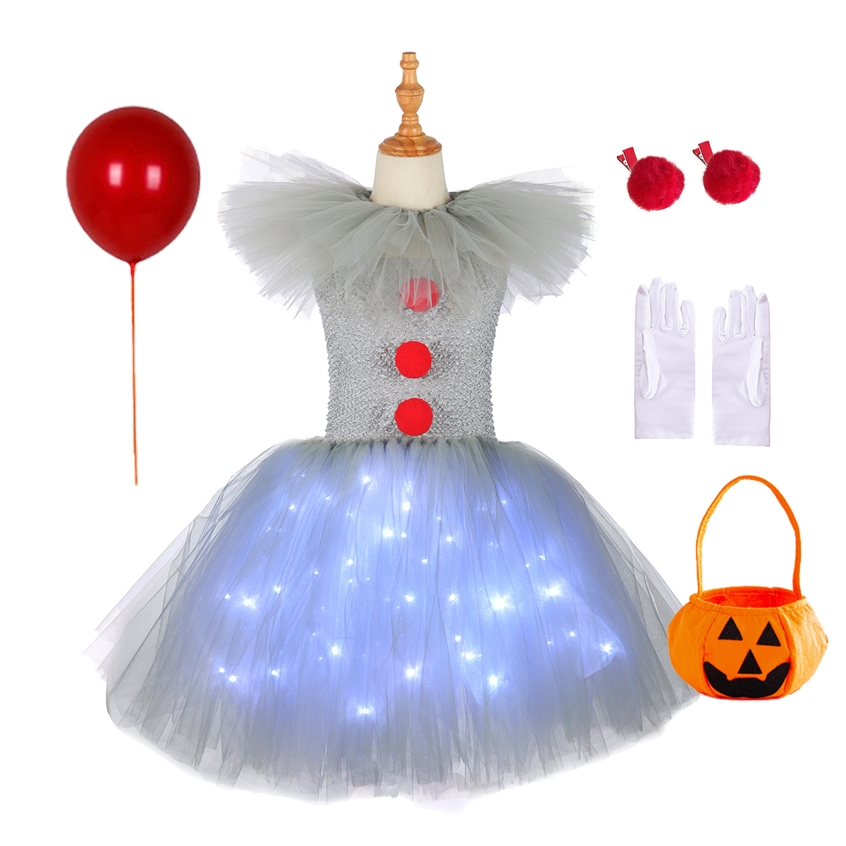 Gray Joker Girls Halloween LED - Diy Halloween Electronics 评论和价格