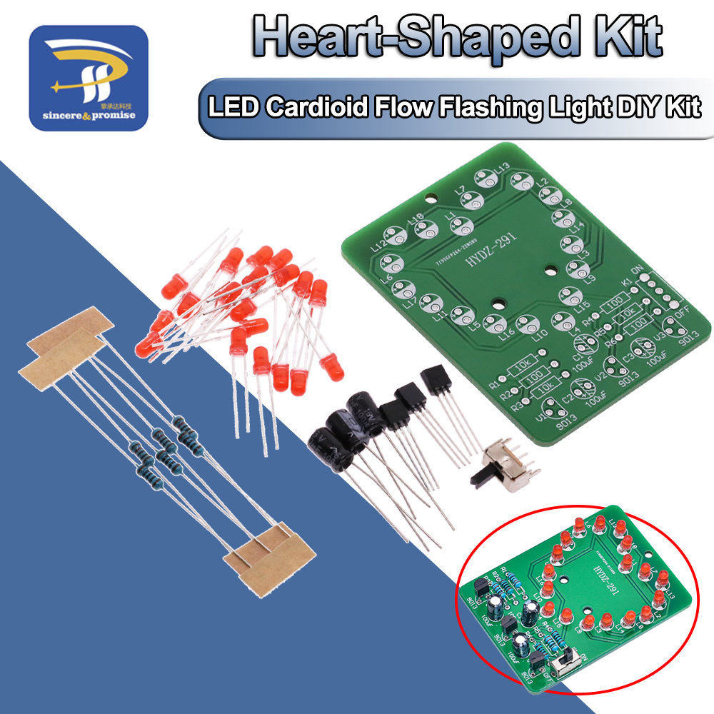 LED Heart-Shaped Running Light - Diy Electronics Learning Kit 评论和价格