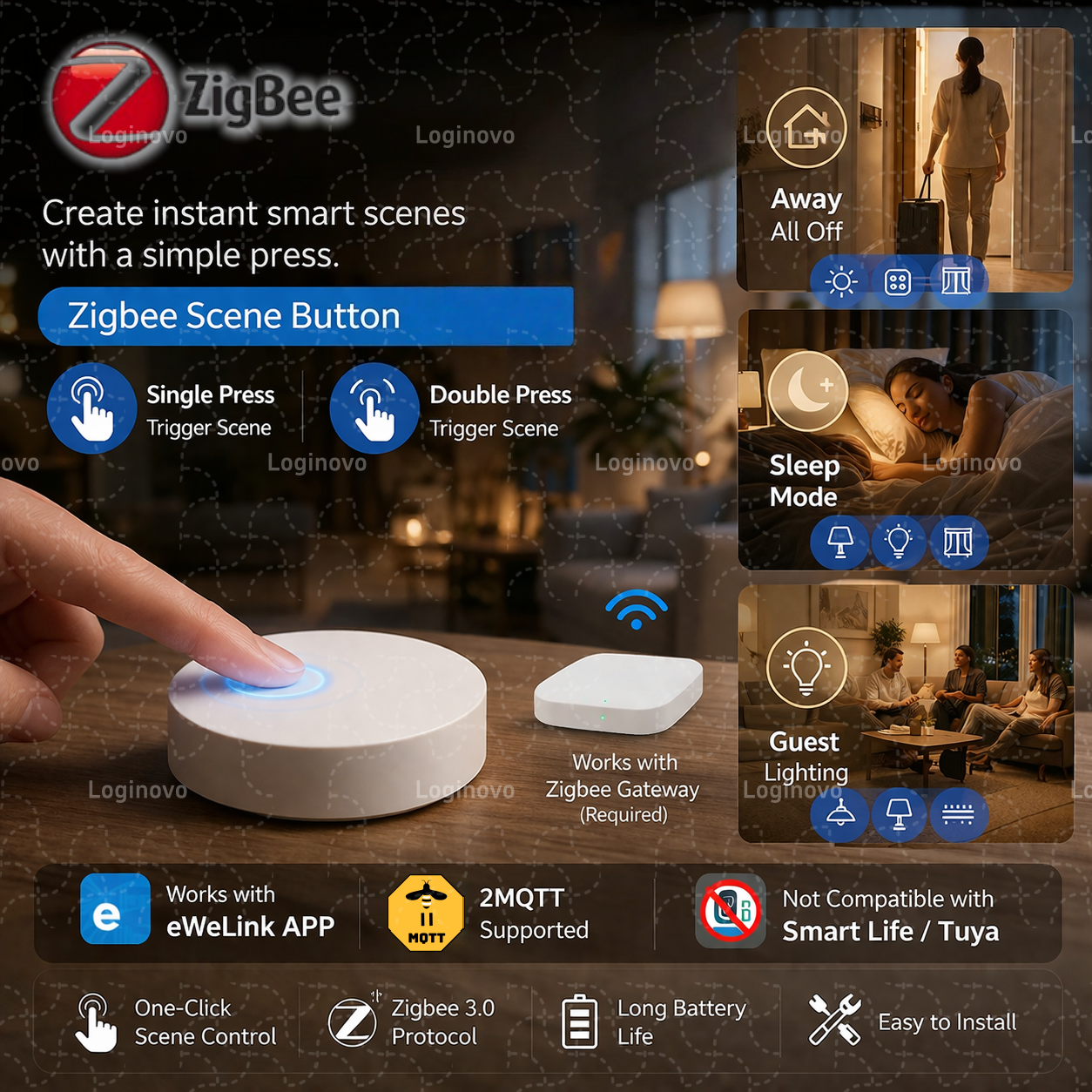 Zigbee Scene Button Push Switc - Push Button Tactile 评论和价格